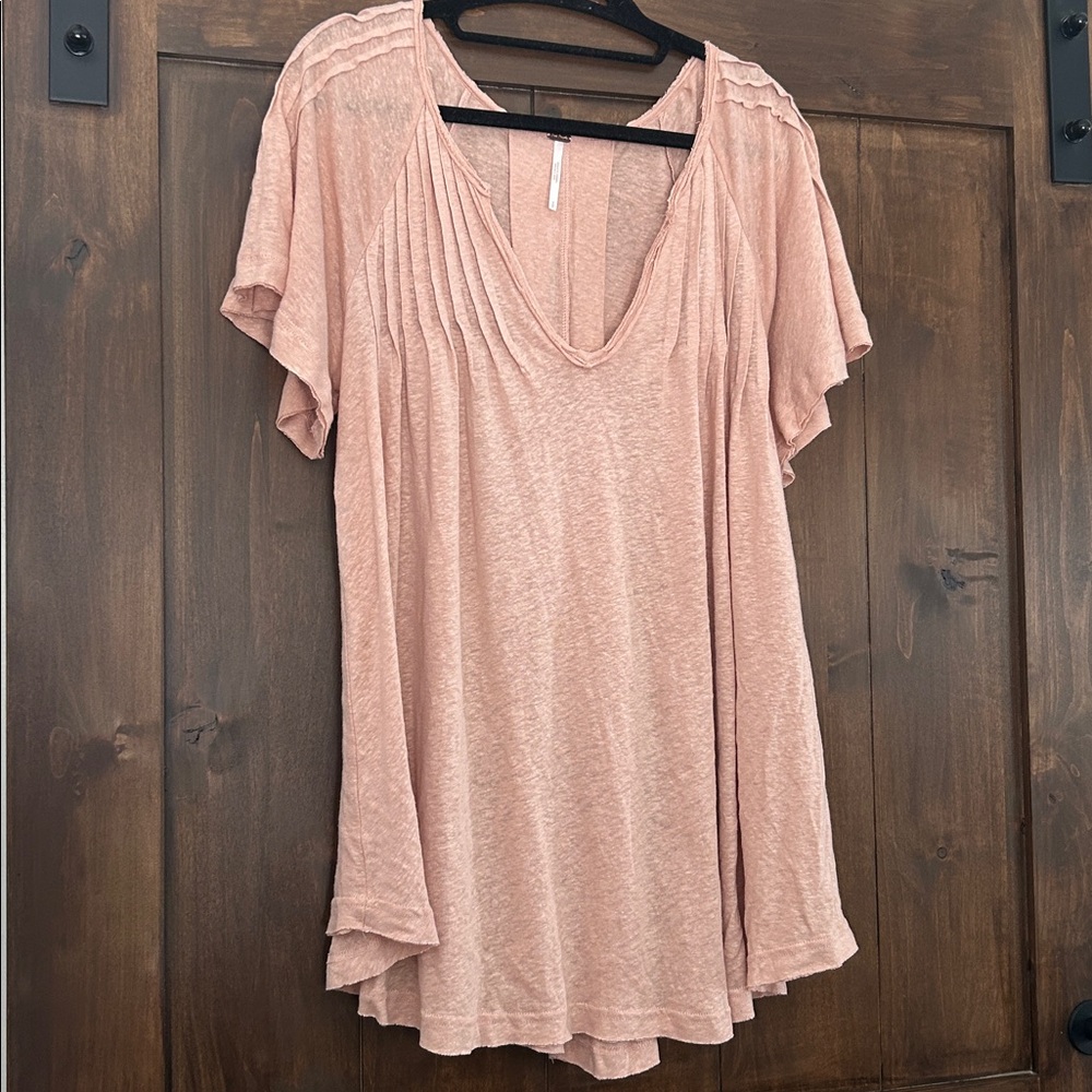 E404 Free People Forever and Always Coral Tunic Blouse Sz Sm